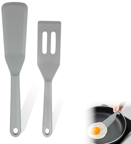 ZWWOGE 2 Mini spatules en Silicone,spatule de Service en Silicone antiadhésive,Petites spatules pour la Cuisine,spatule Fendue à Biscuits résistante à la Chaleur(Gris)