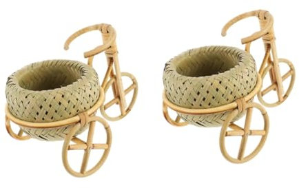 Alipis 2St Geflochtener Fahrradkorb Korb aus Rattangeflecht Fahrrad-Desktop-Ornament dekoration schlafzimmer bedroom decoration Strickkorb Kleinigkeiten-Organizer Bambus weben Brown