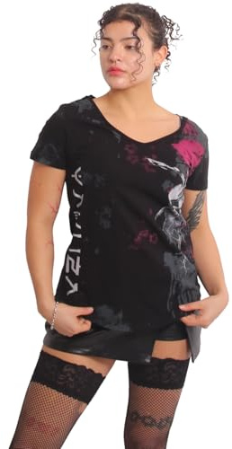 Yakuza Damen Rose Scratch Curved V-Neck T-Shirt