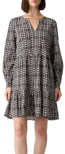 Comma Strukturiertes Printkleid mit Manschetten und Volants