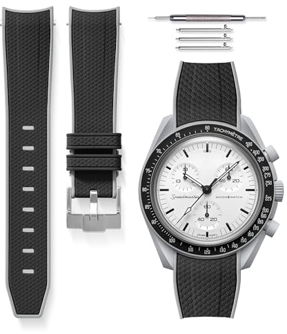 HORACE Bi-Color 20 mm Uhrarmband aus High-Tensile-Silikon – Schnellverschluss – Kompatibel mit Omega x Swatch MoonSwatch – Montagekit inklusive