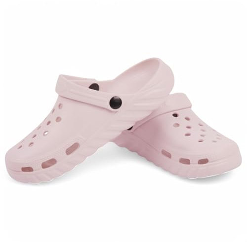 CHILLIFE Zuecos Sanitarios Mujer, Zapatos de Trabajo, Hospital, Jardín, Cocina, Playa, Ligeros, Eva, Fabricado en Portugal (Rosa Claro, Sistema Tallas Calzado EU, Adulto, Números, Mediano, 37)