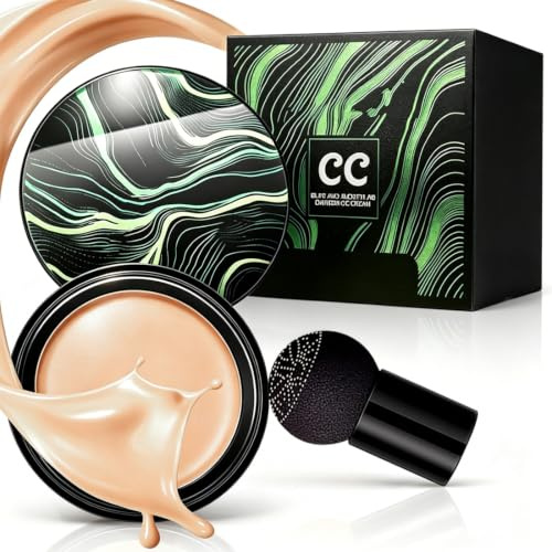 Pilzkopf Luftkissen CC Creme, Mushroom Head Air Cushion CC Creme, cushion foundation Concealer Make Up Gleichmäßige Hautfarbe für Gesicht und Hals, Make-up Für Alle Haut (Natürliche Farben)
