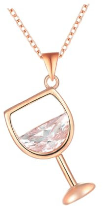 Beaupretty Zirkon Weinglas Halskette Für Frauen Funkelnder Zirkon Kreatives Partyaccessoire Roségold Perfektes Für Hochzeiten Und Feiern