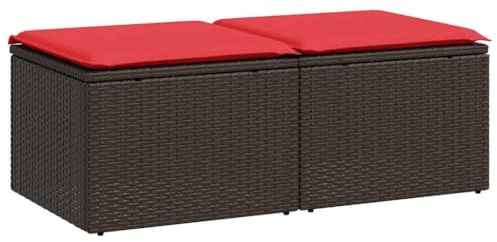 vidaXL 2-TLG. Garten-Sofagarnitur mit Kissen Braun Poly Rattan Akazie