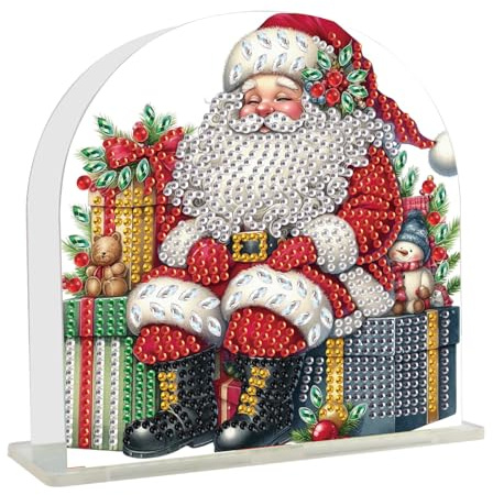 DCIDBEI Diamond Painting Serviettenhalter Weihnachten 15x15cm Perlen Bilder Handtuchhalter für Esstisch im Retro-Stil Serviettenspender für Restaurants Cafés Küchen Serviettenständer Weihnachtsmann