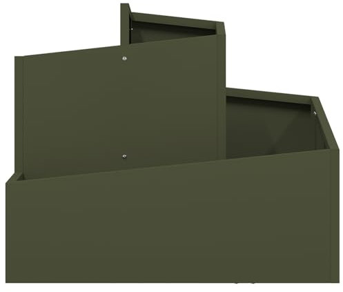 vidaXL Cache-Pot en métal Vert Olive Métal Moyen Empilable