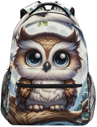 CHIFIGNO Kinder-Rucksack für Mädchen und Jungen, niedliche Eule, Grundschule, Büchertasche, Reisen, Laptop-Rucksack, Eulenmotiv, Small, Tagesrucksäcke