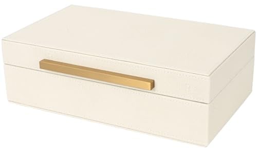 XIGEXIGE Beige Shagreen box Faux Leather Decorative Boxes,Keepsake And Memory Storage Decorative Boxes with Lids for Modern Home Decor Jewelry Box Organizer