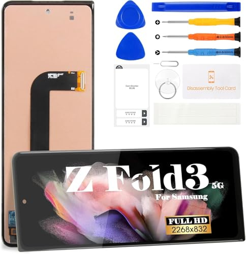 TFT - Pantalla LCD de repuesto para Samsung Galaxy Z Fold 3 5G para Samsung Z Fold 3 5G SM-F926B, digitalizador, kit de reparación de montaje de pantalla táctil (sin marco, negro)