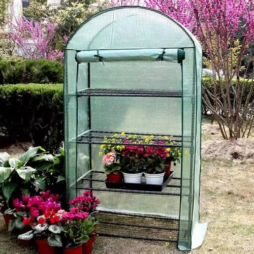 Überwinterungszelt für Pflanzen Frostsicher für Balkon PE-Abdeckung Rolltor mit Böden Gewächshaus Zelt Kunststoffverbinder Pflanzen, Blumen und Gemüse(B)
