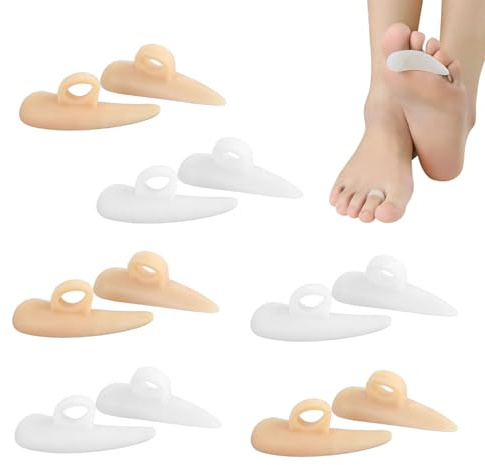 6 Pairs Gel Hammer Toe Support, Silicone Toes Props Straightener Pads | Toe Props for Claw Curled and Mallet Toes, Soft Under Toe Cushion Corrector for Daily Foot Care