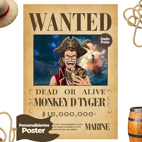 Dreams on Paper Wanted Poster Inspired by One Piece Art, Personalized Photo & Name Gift, Choose Pirate Marine Revolutionary or Cipher Pol Agent