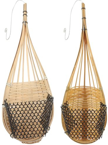 Beaupretty 2 Pcs Hanging Orchid Planter Bamboo Woven Basket with Spacious Capacity and Sturdy Material, for Indoor Home Decor and Plants, Featuring Unique Bird Nest Style with Southeast Asian