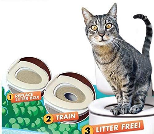 The Magic Toy Shop Cat Toilet Seat Training Kit Litter Tray Potty Train Kitty System with Catnip