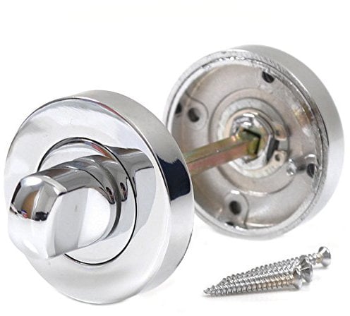 Polished Chrome Turn & Release Set for Bathroom Lock - Toilet Door Thumb Twist