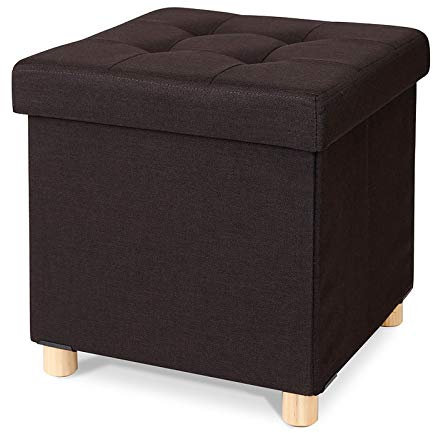 dibea Sitzhocker Klapphocker Sitzbank Aufbewahrungsbox 38x38x38 cm, braun