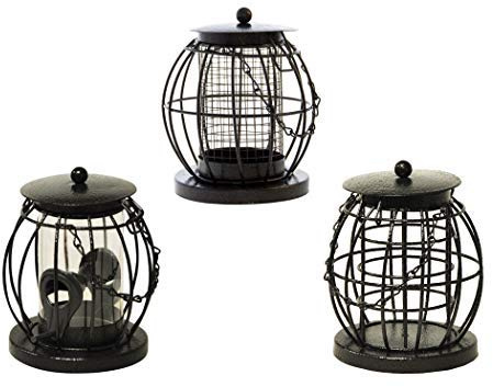 HomeZone Mini Cage Bird Feeders Hanging Squirrel Proof For Nuts And Peanuts Heavy Duty Feeder For Birds Wild Animal Feeding Garden Accessories For Birdwatching