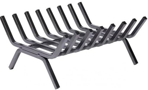 Grille porte bûches en acier forgé 8 barreaux | 40x35x15 cm | Stockage bois | Support foyers ouverts chenêts | QEM