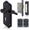 XFORT Smithy's Range London Suite Lever Lock Pack Black Antique Complete Set, Door Handles, 65mm Sash Lock, 75mm Ball Bearing Hinges, Internal Wooden Door Handles