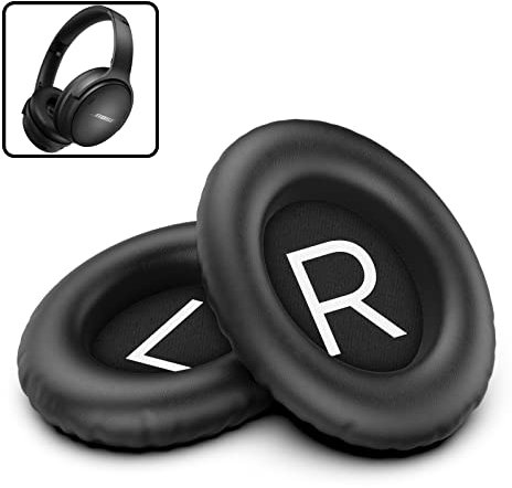Encased Almohadillas de repuesto para auriculares Bose para Bose QC45/QC35, Comfort PU Leather Ear Cushion Set (negro)