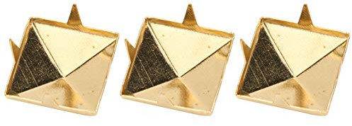 100 Stück Pyramid Punk Nieten, Metall 4 Krallen Nieten, Quadratische Nagelkopf Spike Nieten für Taschen, Leder, Kleidung, Schuhe, Schmuck, Jacken, Gürtel, Hüte, Armbänder(Gold 15mm)