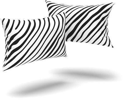 LARAWELL Kissenbezug 40x80 Baumwolle weiß schwarz wellig, 2er Set, Kissenbezüge im Doppelpack Premium