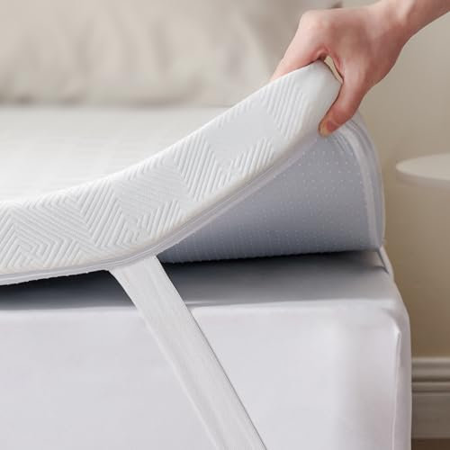 RUIKASI Matratzen Topper 90x200cm - Öko-TEX Zertifiziert 2-in-1 Mattress Topper, 2cm körpergerecht H2 Visco Memory Foam+5cm unterstützend H3 Kaltschaum für Boxspringbett mit abnehmbaren Bezug