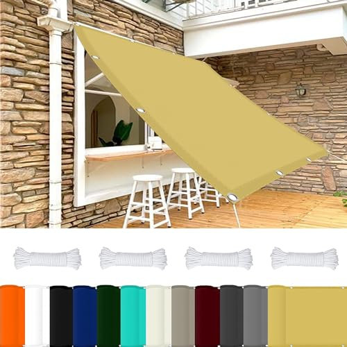 Toldo Vela Rectángulo 3 x 4 m 98% UV Protection Lona de Sombrilla Rectangular Poliéster para Exterior,Terraza, Patio, Color Crema