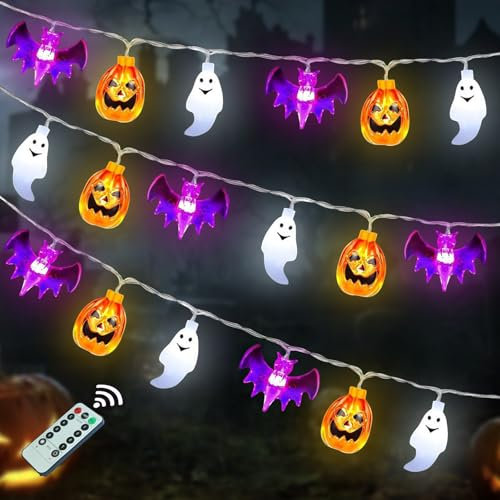 300CM Luci Halloween, Catena Luminosa LED, Decorazioni, Lanterna, Zucca Luminosa, Luci per Esterno, Giardino Batteria