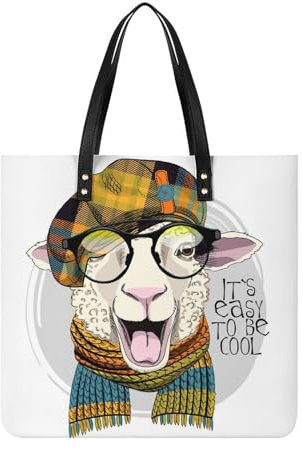 FZRTGOP Cooles Schaf Damen Shopper Handtasche Umhängetasche Schultertasche Für Büro Schule Einkauf 39x39cm