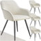 tectake® 4X Esszimmerstuhl, Sessel bequem mit Armlehne, Polsterstuhl, Cord Cocktailsessel, Loungesessel für Wohnzimmer, Esszimmer, Moderne Küchenstühle, Bürostuhl - Creme/schwarz