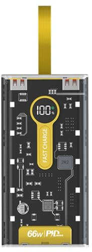 Fast Charging poweer Bank - Compact Quick Charge Battery Pack, Convenient Charging Solution | Transparent Mobile poweer Bank with Led Night Light, Portable Charger poweer Bank for Fast Charging