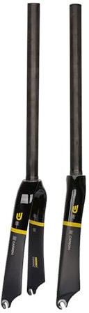 Fourche De Vélo De Frein C Fourche Avant BMX 406 20Pouces Fourches Rigides De Vélos Pliants en Carbone Fourche Dure De Vélo À Tube Droit De 1-1/8 9 * 100mm QR(Black Yellow)