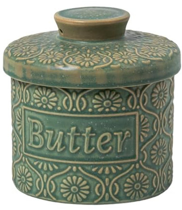 DimyFew Keramische Butterdose mit Deckel, Französische Butterdose, Butterdose aus Porzellan zum Einmachen von Käsebutter, Buttereinmachglas für die heimische Küche Restaurant, Grün