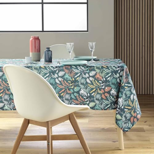 Douceur d'Intérieur, Nappe Rectangle (145 x 240 cm) Stylis Bleu, Polyester Imprimé