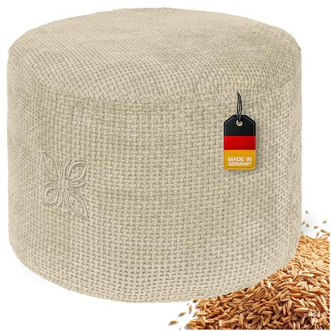 OMNANA® Cushy™ Meditationskissen rund – Sitzkissen 10cm/15cm/20cm hoch – Chenille Yogakissen mit Dinkelfüllung – Bodenkissen, Kissen für Meditation & Entspannung – Made in Germany