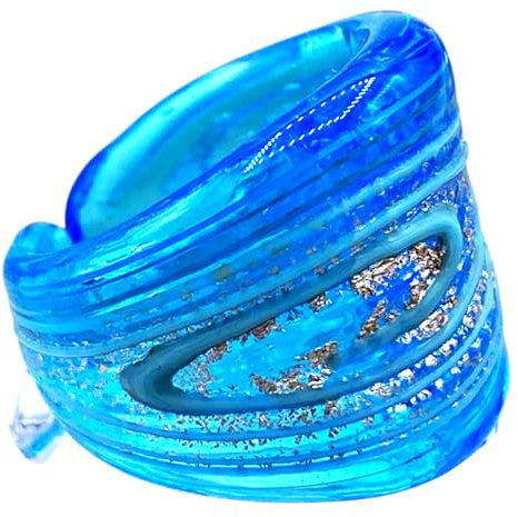 Anillo de cristal de Murano antigua murrina veneciana VR800B, 18, Vidrio, AGUA