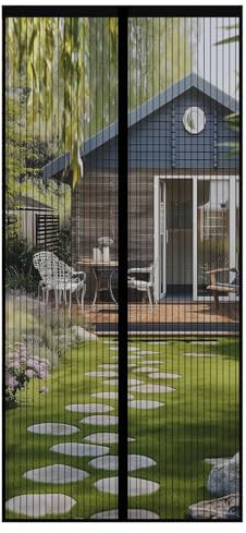 Swiftctrl Moustiquaire Magnétique pour Portes, Fermeture Automatique Sans Poinçonnage, Moustiquaire Porte Anti-Moustiques, Noir, 100*220cm