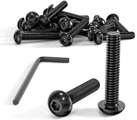 Wavanta Tornillos de cabeza de botón M4 x 20 mm, tornillos Allen, acero al carbono grado 10,9, acabado de óxido negro, paquete de 20