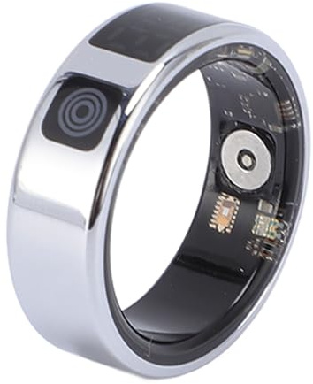 Vikye Smart Ring Health Tracker, BT Sleep Tracking Wearable Health Rings, Display Screen, Health Fitness Tracker -Ringe für Frauen und Männer, Mehrere Sportmodi (Silver #8)