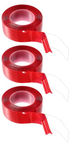 QUARKZMAN 3 Stück Doppelseitiges Nano-Band 500cm x 5cm x 2mm Mehrzweck Entfernbares Transparentes Montageband Waschbares Wasserdichtes mit rotem Liner für Teppiche Poster