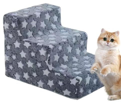 Escaleras para Perros para Cama,3 Escalones Antideslizantes para Gatos para Sofá | Rampa Mascotas Lavable Equilibrada Extraíble para Interiores Cama Ventana Sillón