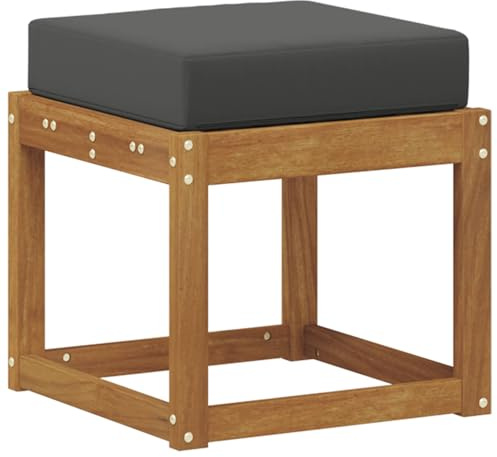 vidaXL Hocker Bank mit Kissen Natur und Anthrazit 43 x 43 x 37 cm, Balkon Außenbereich Sitzgelegenheiten, modernes Gartensofa, langlebige Terrassenmöbel, gemütliche Eckanordnung für Entspannung