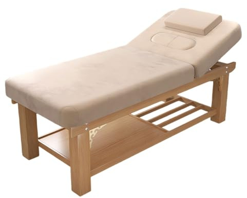 Joytar Professionelle stationäre Massageliege, abnehmbare Kopfstütze, verstellbare Kosmetikliege – Tattoo-Liege, SPA- & Wimpernstudio-Liege, 185 x 70 cm(Beige)