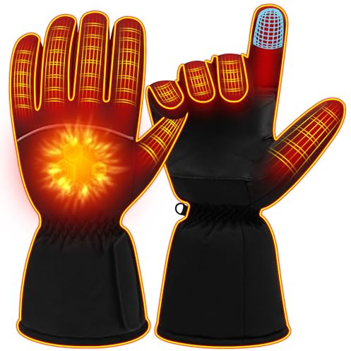 MMlove Waterproof Touchscreen Heated Gloves for Men Women, Thermal Rechargeable Winter Hand Warmers, Outdoor Thermal Gear for Skiing Motorcycling Hunting Camping Fishing Gardening