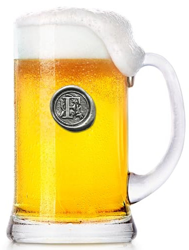 English Pewter Company, Boccale da birra con monogramma con iniziale, da 1 pinta, regalo personalizzabile