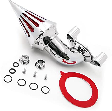 Filtro aria di ricambio Cone Spike con filtro rosso compatibile con modelli Compatibili con Harley Davidson Sportster XL 1991-2006 cromato