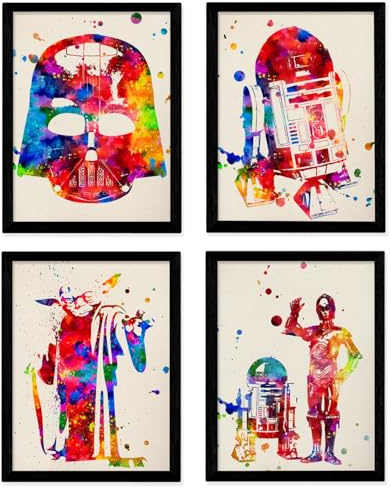 Nacnic Satz von 4 Platten für die Gestaltung Star Wars Stil Aquarell. A4-Größe mit Marco
