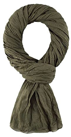 Allée du foulard,100% Baumwolle Seidenschal Damen,200x100 cm,Schals & Tücher für Damen, Kopftuch, Hijab, Halstuch Damen, Schal, Stola Damen Festlich,für alle Jahreszeiten (Dunkles Khaki)